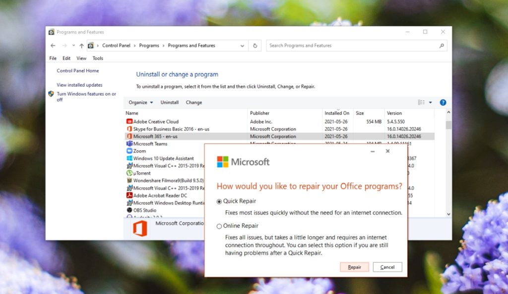 Microsoft Outlook reparieren.